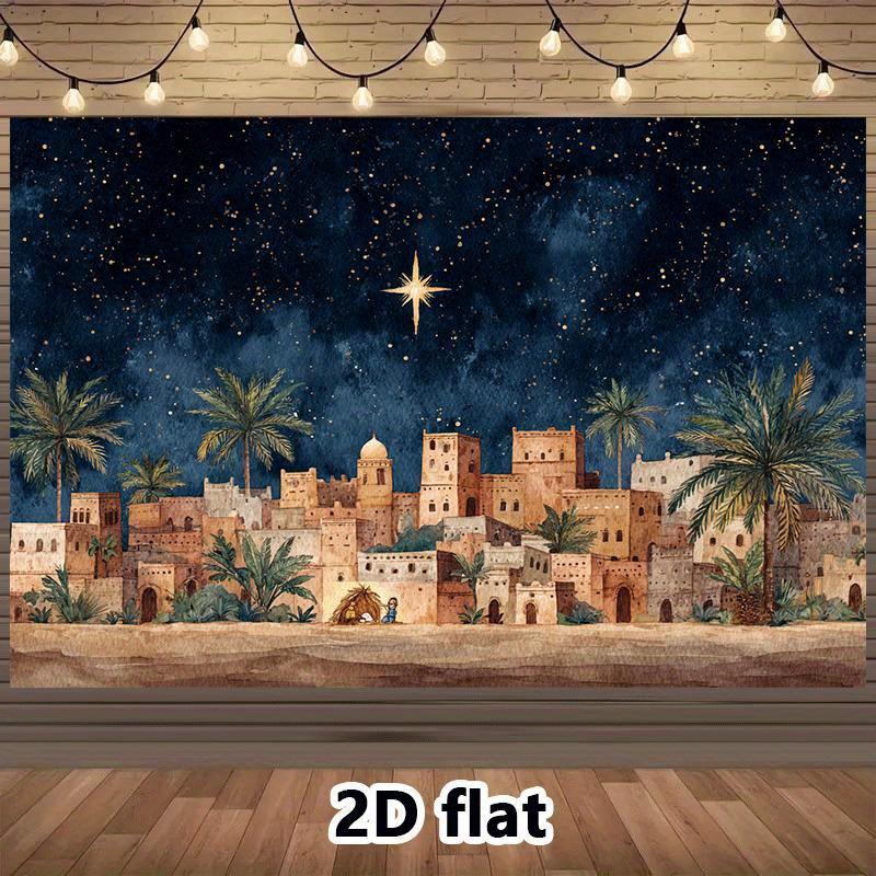 Bethlehem Star Background Cloth Middle Eastern Ancient City Hanging Cloth Celebration Church Event Jesus Birth Background Wall 74x94cm(29x37in)