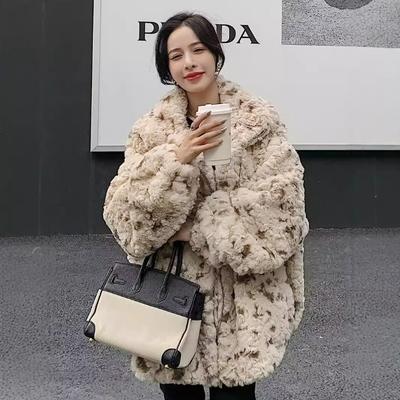 New Leopard Print Brush Fur Fur Coat Autumn and Winter Women's Imitation Rabbit Hair Spots Loose Plush Clothes