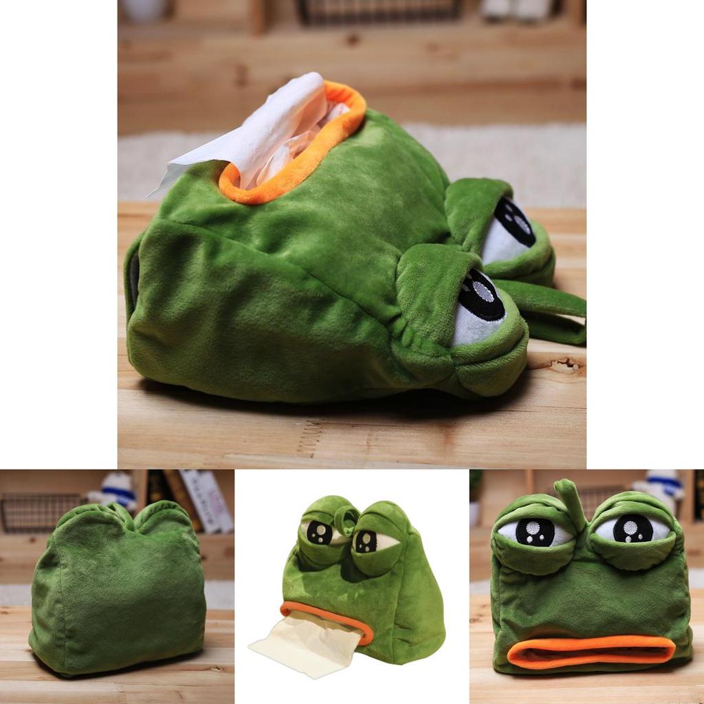 Pepe Smutná Žába Plyšový Úložný Box na Kapesníky pro Domácí a Kancelářské Použití Měkký na Dotek a Originální Design