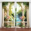 Roman Column Landscape Painting Printed Curtain Home Decor Window Treatment Bedroom Office Kitchen Set Of 2 Made Polyester With Rod Pocket Washable