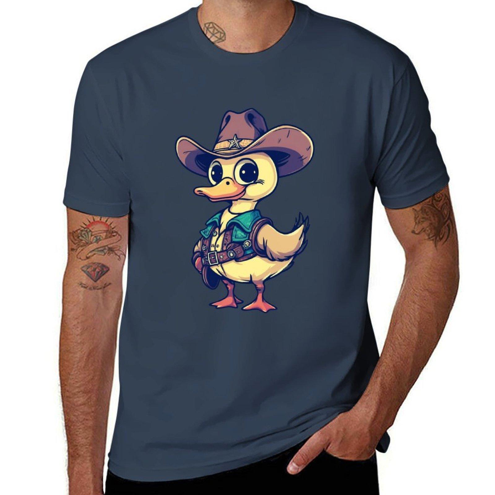 Cowboy sheriff duck TShirt Sports Casual Breathable Tee Shirt S