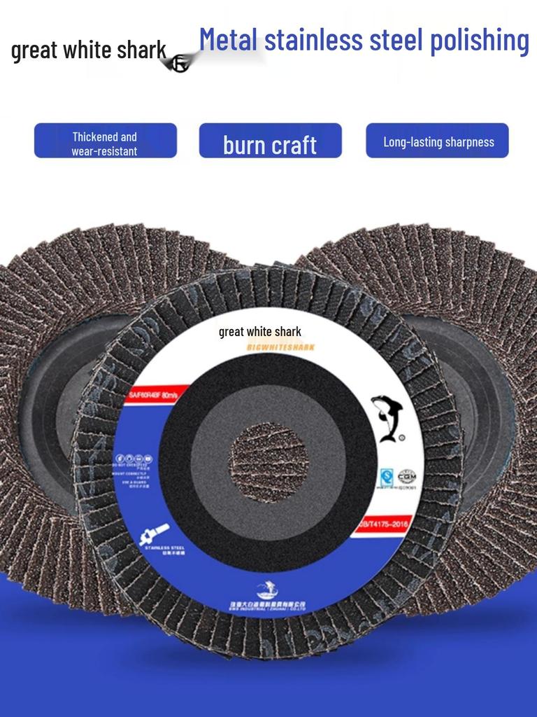 Big White Shark Stainless Steel Polishing Flap Disc for 100 Type Angle Grinders