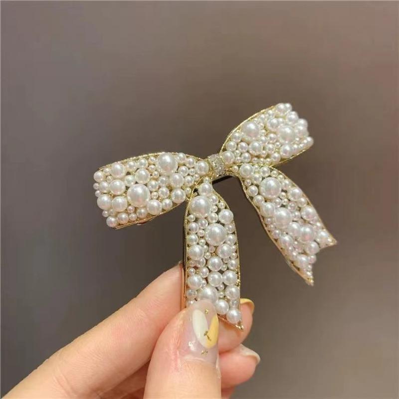New Korean Sweet Simulated Pearl Bowknot Hairpins Barrettes For Women Fashion Hair Accessories Hair Clips