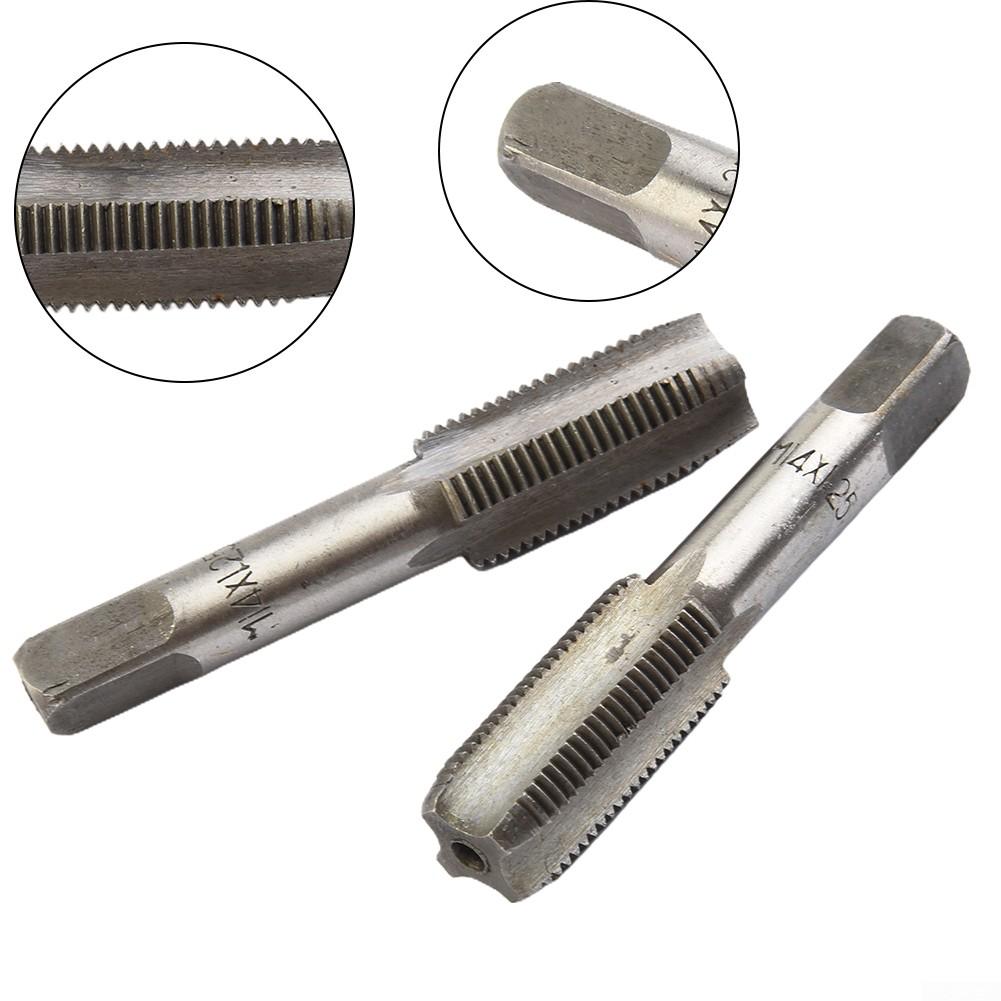 Tap Set Tools CNC Machine Silver 2pcs High Speed Steel 14mmx1.25 Metric Taper
