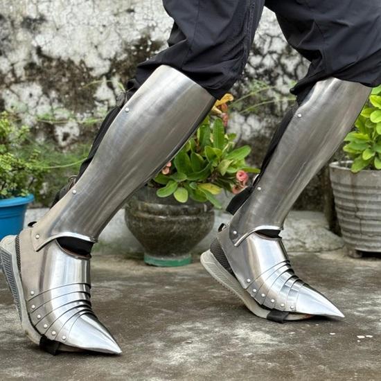 Medieval Gothic Knight Leg Armor  Steel Greaves  Sabatons for , Cosplay, and Fantasy Events