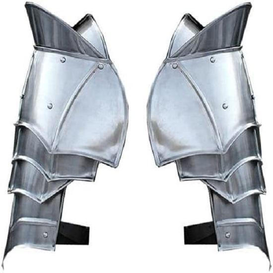 Steel Warrior Paulton Medieval Shoulder Armor - Dark Steel, 30 Cm Height, Adjustable