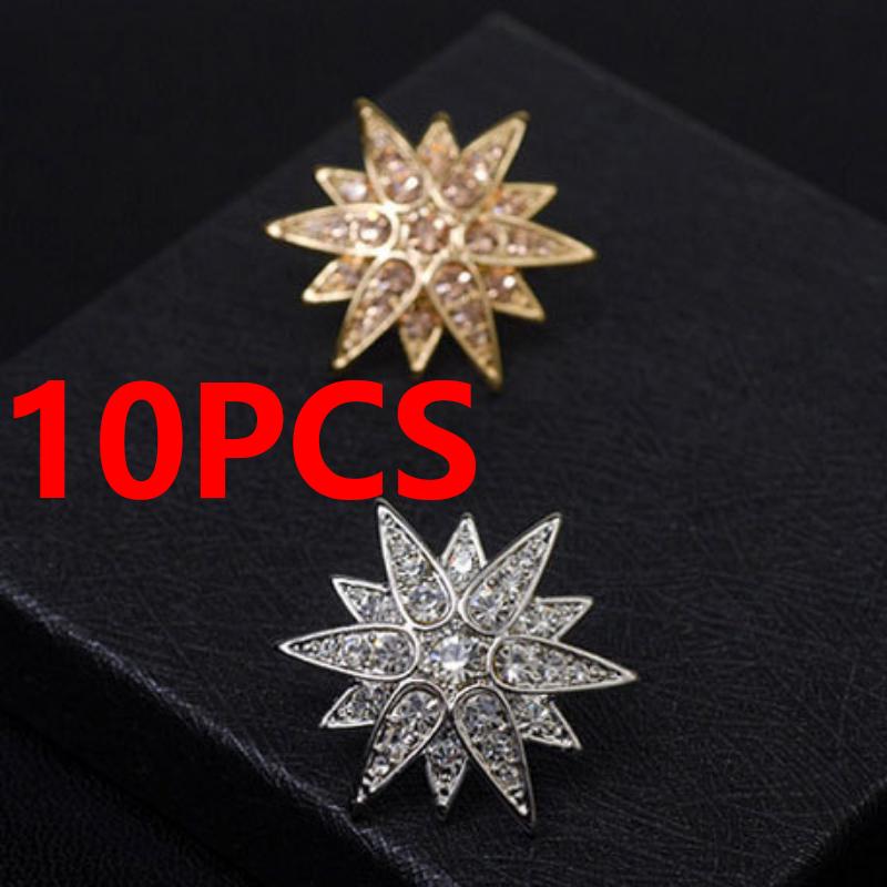 10pcs/set Star Brooch Fashion Luxury Men Lapel Button Suit Corsage Badge Shirt Collar Zircon Brooches Clothing Accosseries Jewelry Gifts