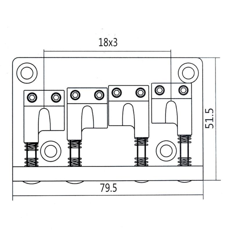 4 String Electric Bass Guitar Fixed Bridge 79.5x51.5MM Guitar Bridge Assembly Metal Texture Perfect for Electric Guitar
