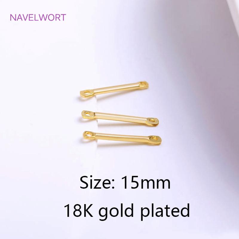 15mm 20mm 25mm 18K Gold Plated Bar Link Component Brass Two Holes Stick Strip Connector DIY Jewelry Making Accessories Wholesale