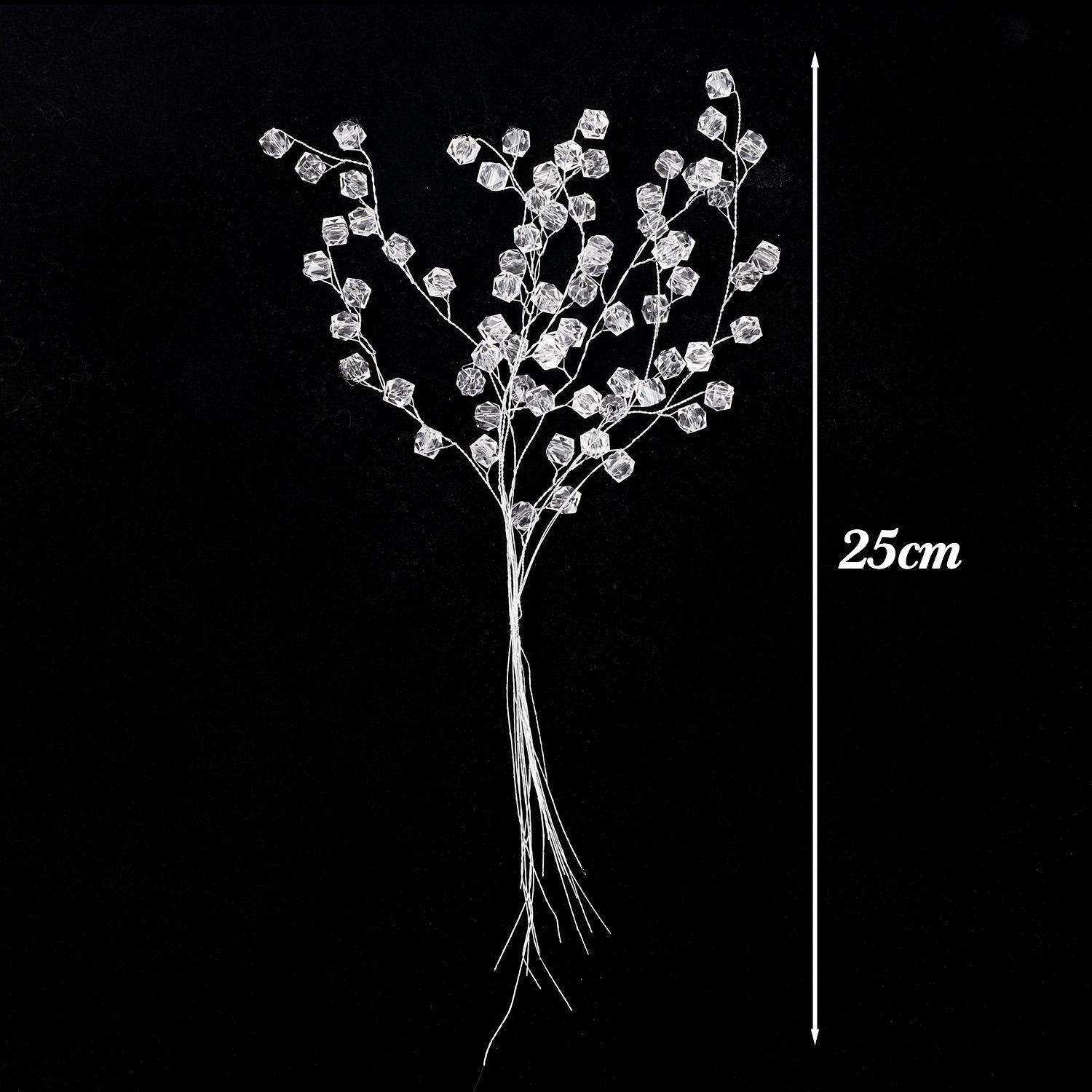 

Transparent Acrylic Crystal Branches Beaded DIY Water Drop Diamonds Artificial Flower Bouquet Ornaments Home Wedding Party Decor 10pcs прозрачный