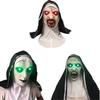 Halloween Maske Gruselige Nonnenmaske mit leuchtendem Auge Halloween Kopfbedeckung