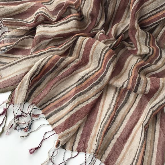 

Fashion Men s Cotton And Linen Striped Brown Scarf Long Shawl Japanese Unisex Style Fashion Scarves 65x180cm