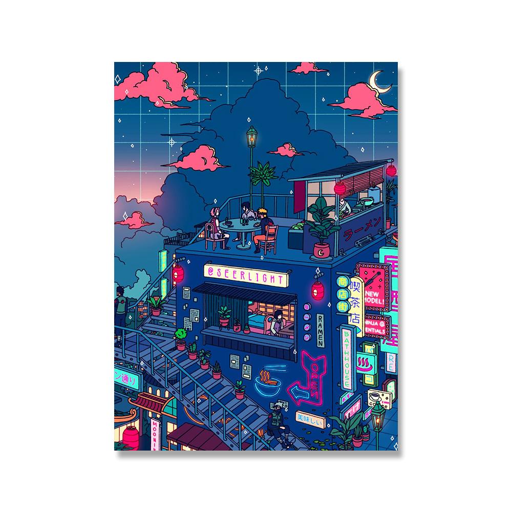 Hot Poster Seerlight Anime Poster City Night Decoration Art Decor Painting Home Decor Kawaii Room Decor Canvas Poster