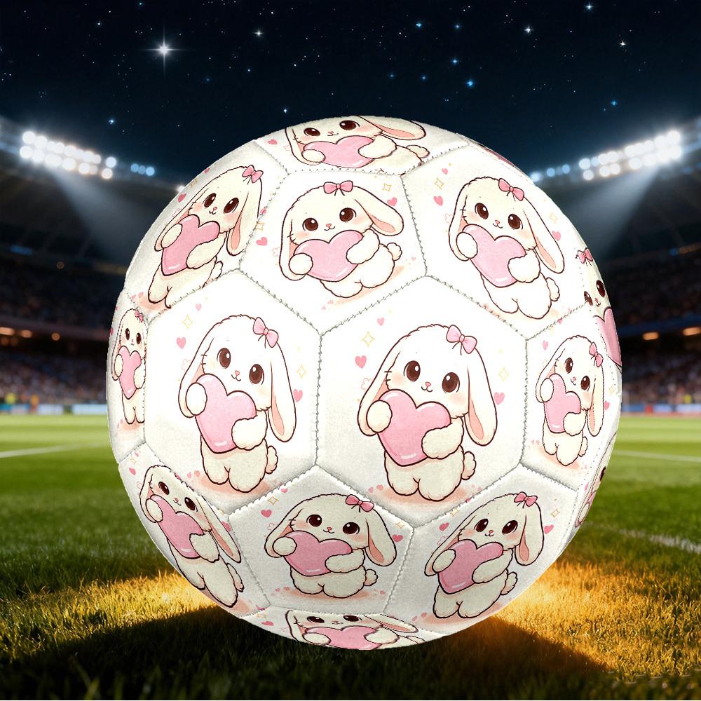 1pc Pink Heart Bunny Size 5 Soccer Ball Professional Match Training Football Indoor &Outdoor Sports Ball Training Ball Lightweight Durable Y100