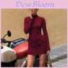 Sexy Streetwear Dress With Long Sleeves And Ruched Design For Youth Casual Wear