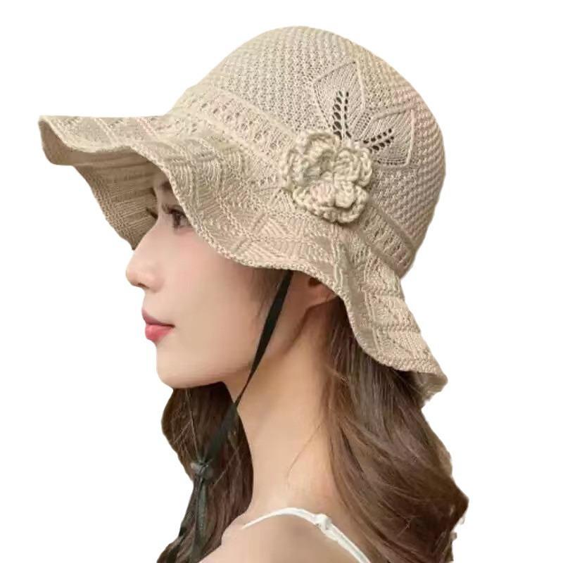 Hat Female Sun Protection Sun Hat Hollow Breathable Bucket Hat Outdoor Travel Sun Protection Beach Sun Hat