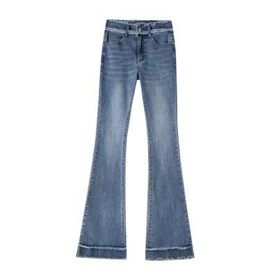 Retro High-waisted, Slightly Flared Jeans for Women In Autumn and Winter New Style Plus Velvet Thickened Breasted Slim Fit Horseshoe Bell-bottom Pants