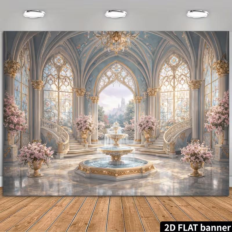 2D Castle Ballroom Backdrop for Princess & Fairytale Shoots 47.2x31.5inch/120*80cm