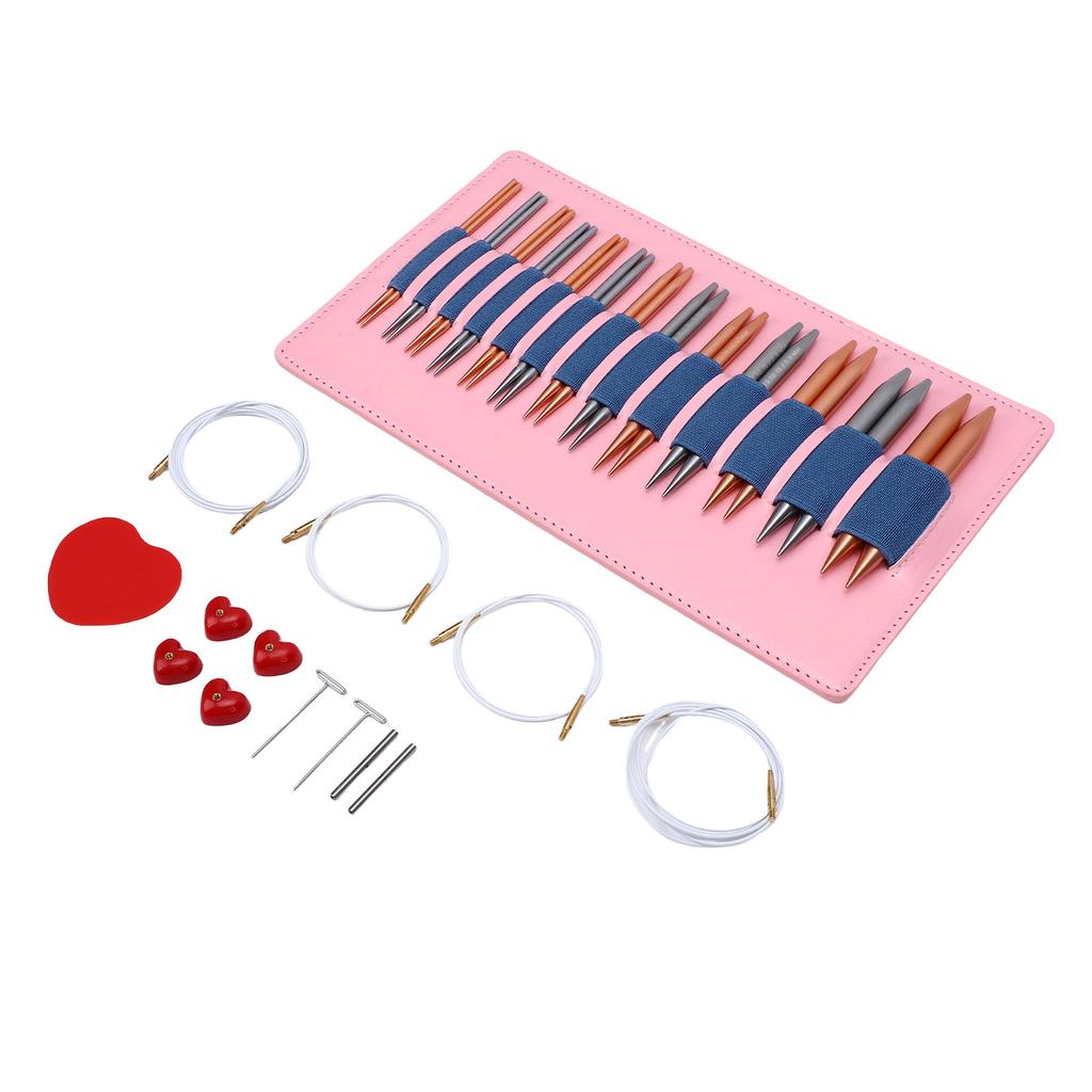 13 Pair Circular Knitting Needles and 4 Cables 10cm Dual Color Detachable Aluminum Weaving Needle Set for Scarves