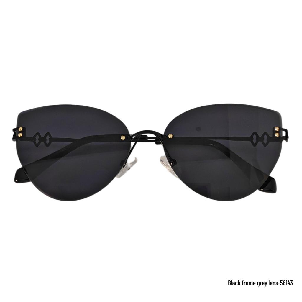 Women's Frameless Oval Metal Retro Sunglasses - High-End Japanese & Korean Fashion