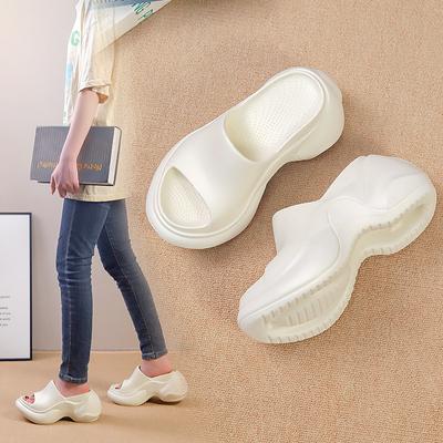 Thick-bottomed Muffin Slippers Women's Summer Wear New Simple and Versatile Beach EVA Soft Small Cool Slippers