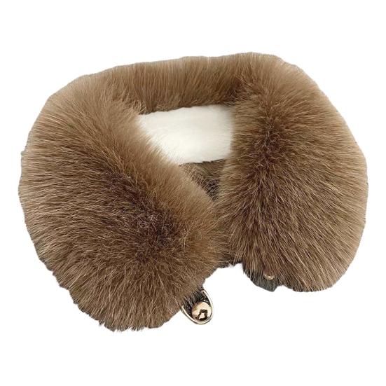 Fake Scarf Puffy Collar Trim Fur Neck Scarf Adjustable Button Fastening Faux Removable Plush Winter Warmer