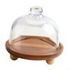 Cake Stand Serving Tray with Lid Wooden And Glass Contaminant Suitable for Kitchen Birthday Table