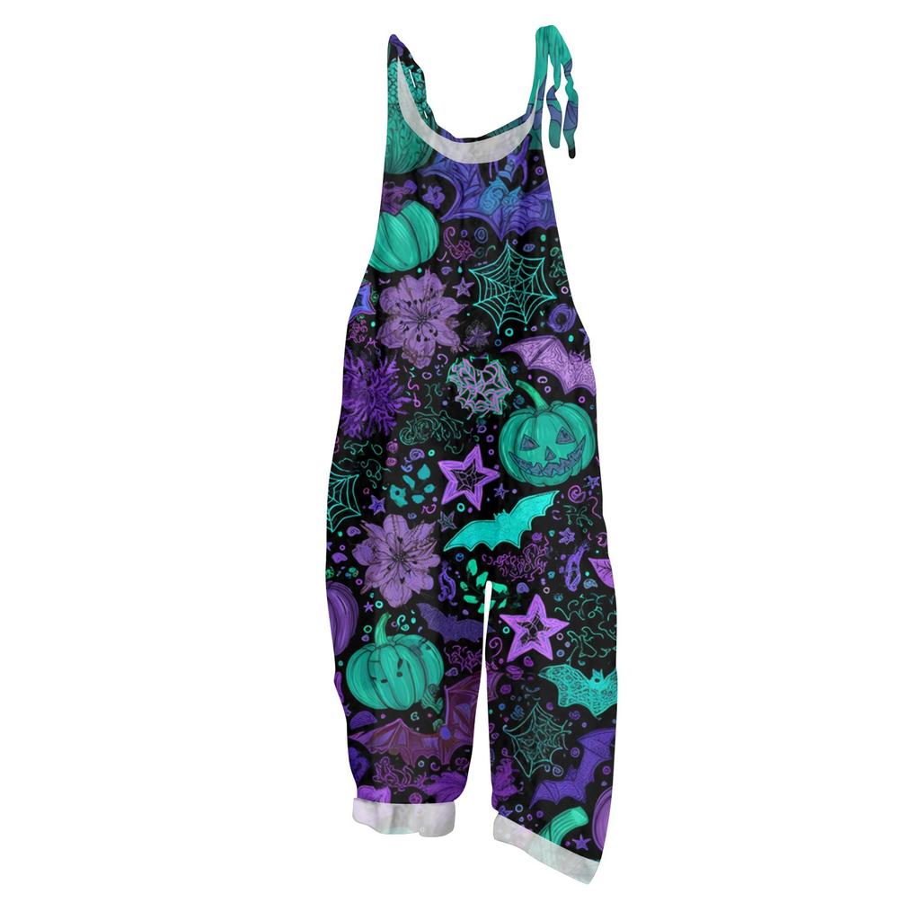 Kombinezon damski Nadruk Casualowy Luźny Vintage Ramiączka Bawełna Len