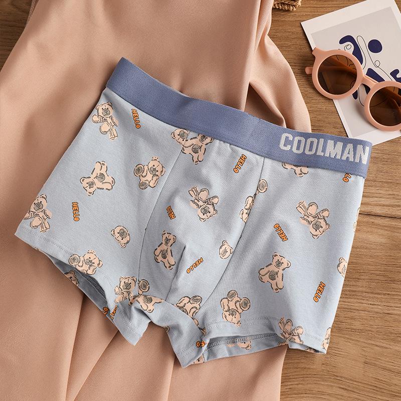 New Men Panties Set Bear Print Cartoon Printing Underwear Breathe Fashion Sexy Breathe  Waist Panties