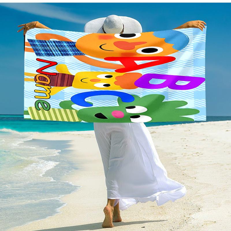 Personalized customized proof beach towel with Super Simple Songs pattern - soft, absorbent,quick-drying,perfect swimming,camping&bathing