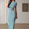 Women's 2025 Spring/Summer Solid Color Slim-fit Short-sleeve Fashion Dress