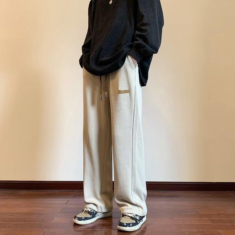 

Мужские повседневные брюки свободного кроя в стиле American Retro на осень — гонконгский стиль, прямой покрой, модная спортивная одежда. 3XL