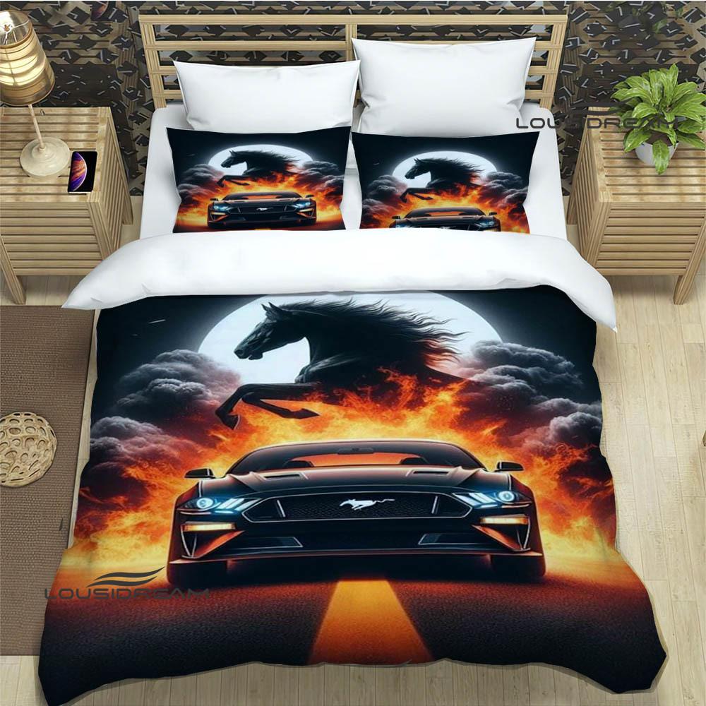 3D M-Mustang logo samochodu Pościel wykwintny zestaw pościeli poszewka na kołdrę zestaw kołdry pościel luksusowy prezent urodzinowy