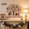 Large Tree Wall Stickers Grow Your Mind Decal, Fall Halloween Christmas Reading Themed Decals for Classroom Sticker, Inspirational Educational