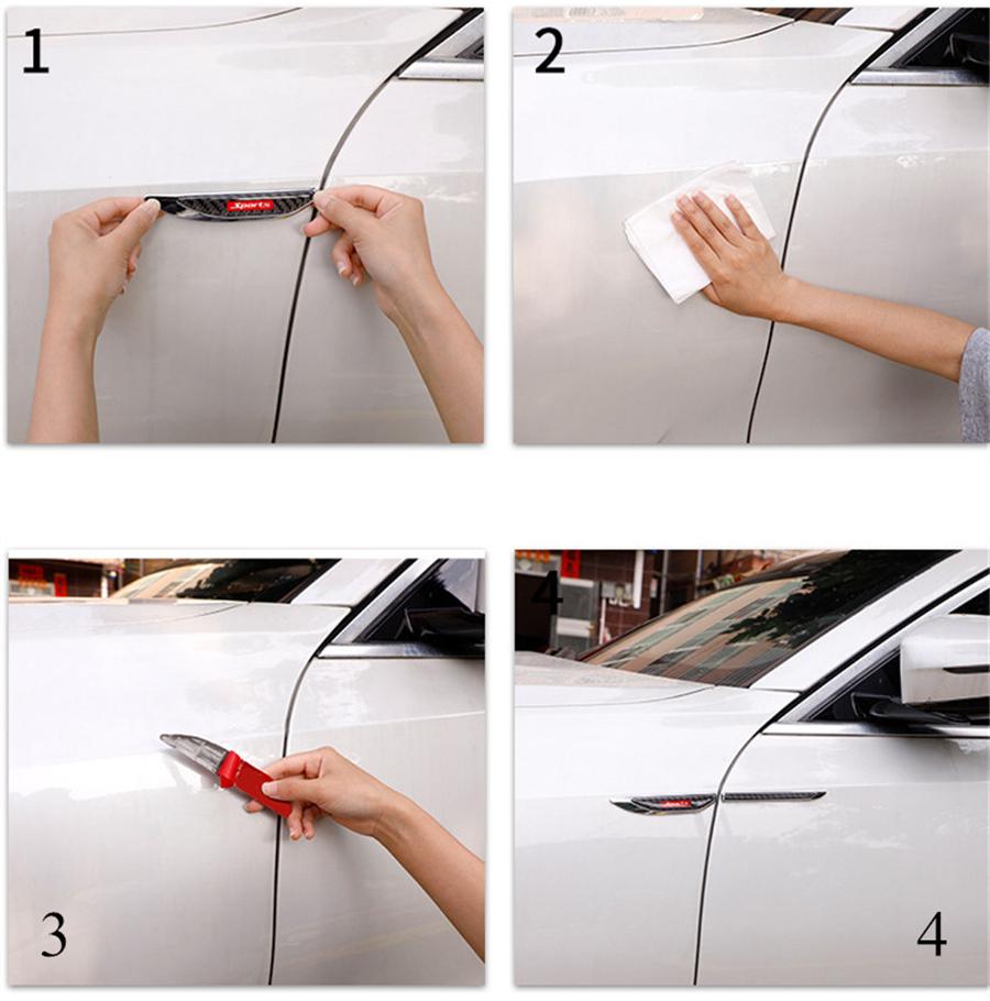 Universal Pair aluminium alloy + Real Carbon Fiber Car Side Body Fender Trims De