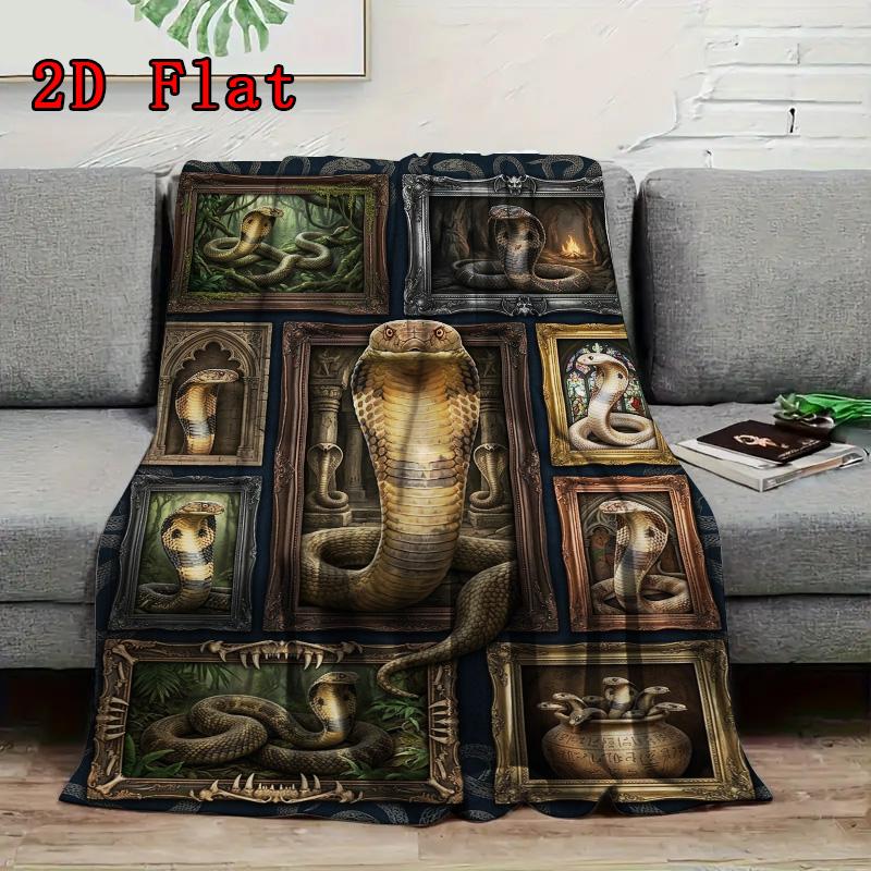Snakes Ornate Frames 2D Flat Pattern Flannel Blanket, High quality All Seasons, Home Decor, Warmth and Comfort, Perfect for Christmas Gifts.