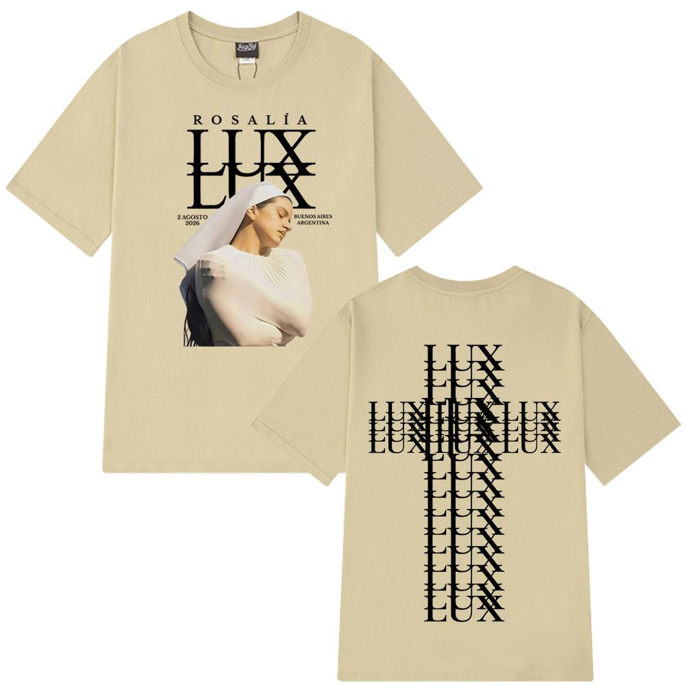 

Singer Rosalía LUX 2026 Tour GraphicT-shirt Men/ Women Fashion Cotton T-shirts Short Sleeves Oversized Loose Vintage XXXL хакі