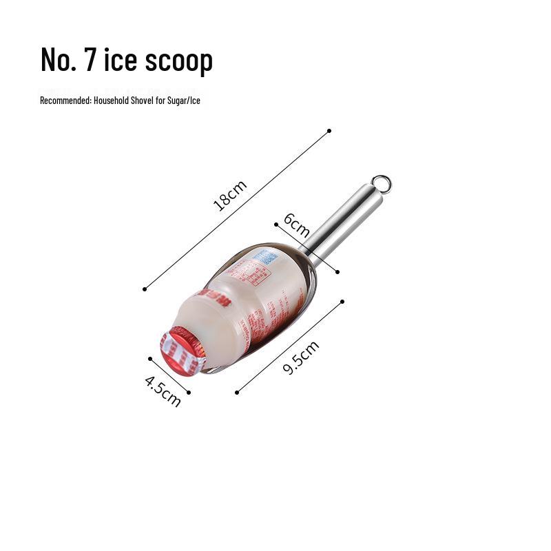 

304 Stainless Steel Round Bottom Thickened Ice Scoop with Hook, Multi-purpose for Milk Tea, Melon Seeds, Grains, Rice, Flour