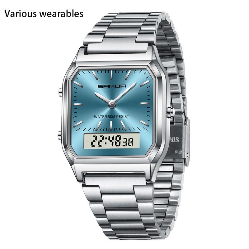 

Мужские ретро электронные часы модные персонализированные мужские часы стальной ремешок легкие часы