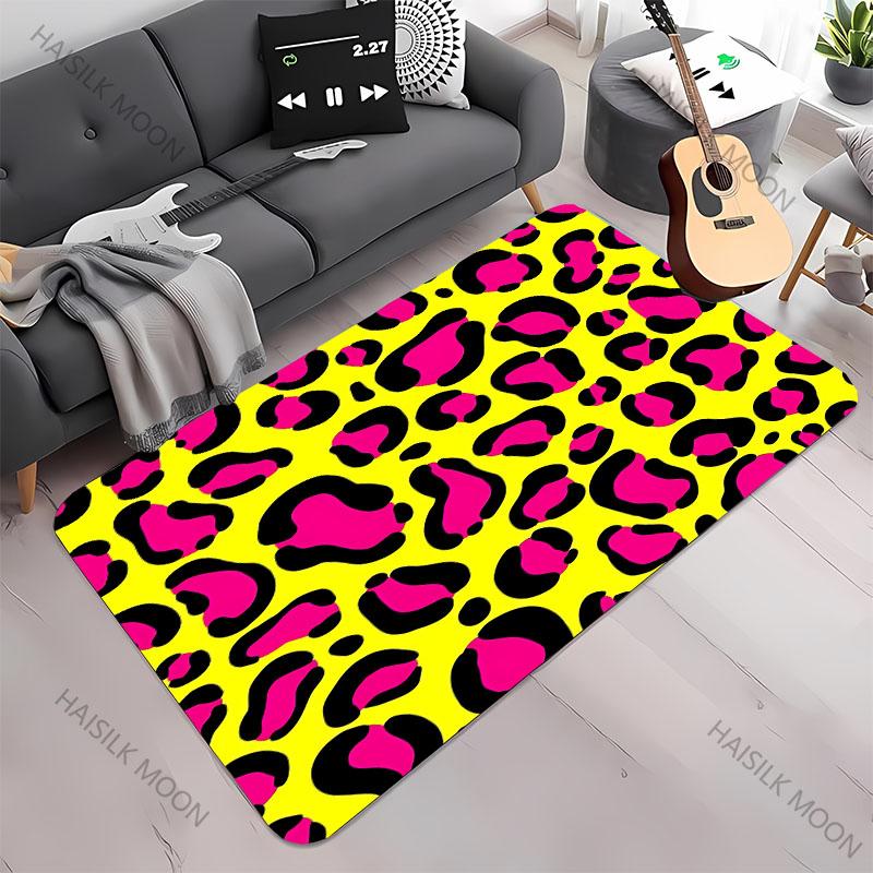 Neue Regale!Bunter Teppich mit Leopardenmuster, Wohnzimmer Schlafzimmer Bürobereich Kinderzimmer Teppiche, Rutschfeste Maschinenwaschbare Matte
