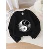 Girls' Crewneck Sweatshirt - Wolf Yin Yang Floral Design Art Machine Washable, Spring And Autumn, Sportswear And Casual Wear, Soft