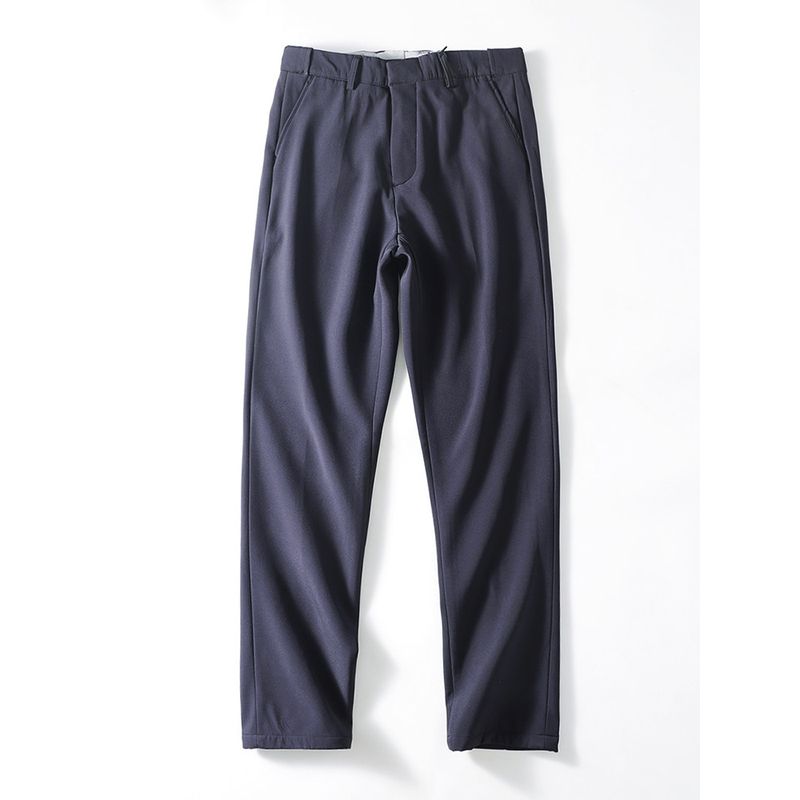 Export Export Tail Single Men s Pants Winter Fleece-lined Thickened Straight Casual Pants Outdoor Waterproof Business Stretch Pants Navy blue EUR30