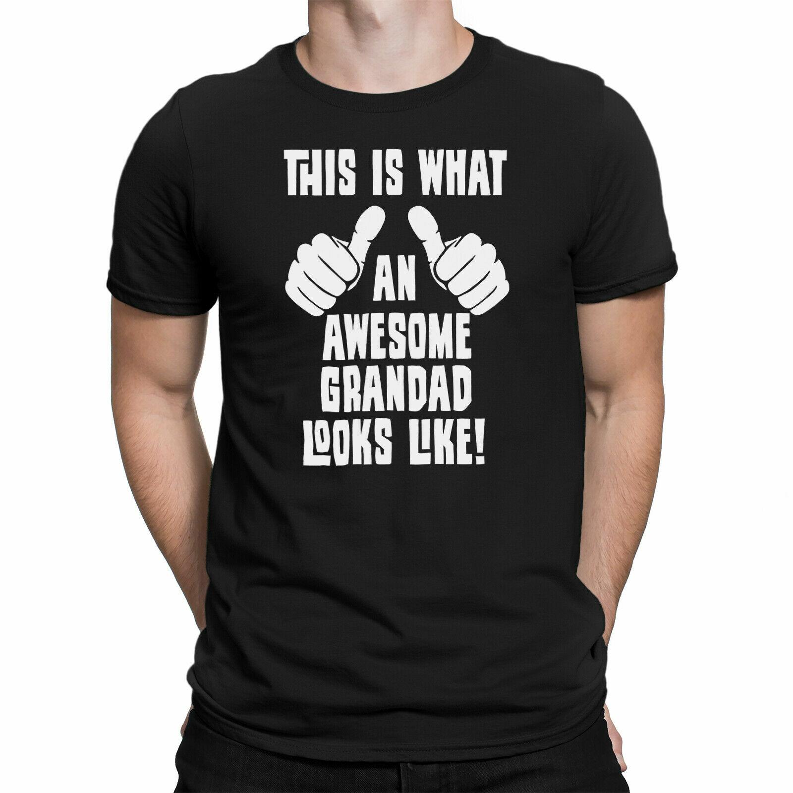Mens AWESOME GRANDAD Christmas Gift T-Shirt Mens Womens Tees Top Grandfather Funny xmas Tee M