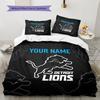 Custom Name,Detroit Lions Pattern Bedding Home Decoration Birthday Gift ( 1 duvet cover + 2 pillowcase, without core),fan merchandise.