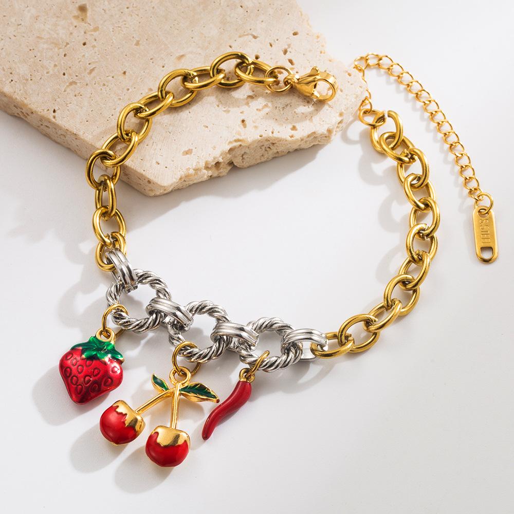 Браслет JYL TS Бохо Мраморный Эластичный Дизайн Способствует Балансу strawberry cherry полевой шпат