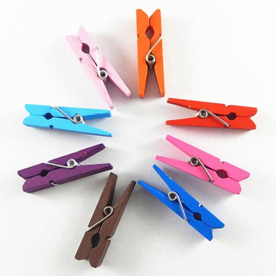 20 Adet Çok Renkli Ahşap Clothespins Ahşap Çamaşırhane Clothespins Kağıt Craft Klip