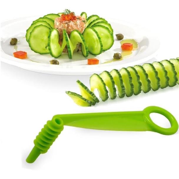 Green Spiral Slicer Blade Hand Slicer Cutter Potato Cucumber Vegetables Spiral Knife Kitchen Accessories Tool, Manual Spirals Screw Slicers Peelers