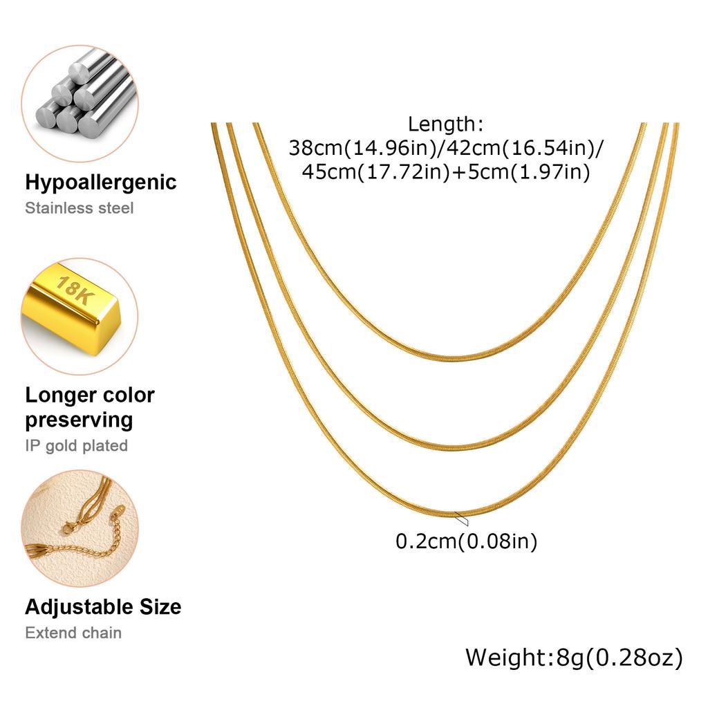 Vnox Stainless Steel Snake Chain Necklace For Women Thin Layer Choker Herringbone Gold Color Necklaces Classic Jewelry Gifts