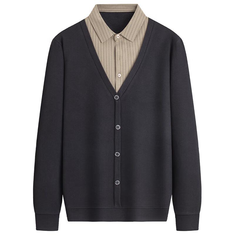 Romon Men's Faux Two-Piece Knit Sweater