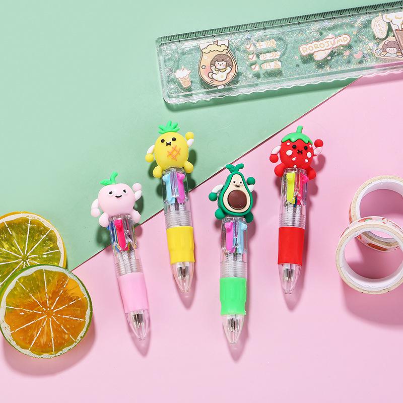 Korean Cute Animal Head 4-Color Click Ballpoint Pen
